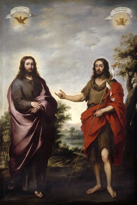 Святой Иоанн Креститель указывает на Христа. Бартоломе Эстебан Мурильо