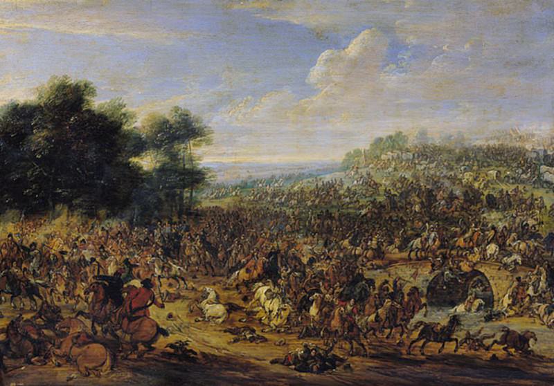 Battle near a Bridge. Adam Frans Van der Meulen