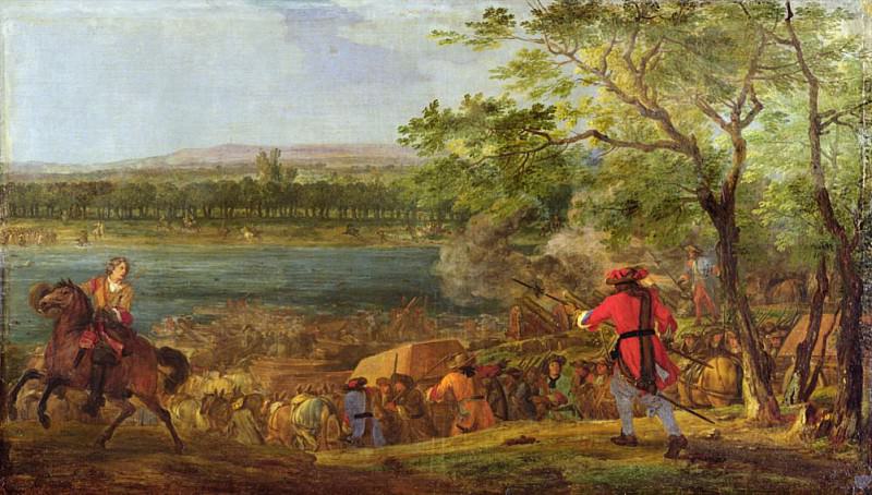 The Arrival of the Pontoneers for the Crossing of the Rhine. Adam Frans Van der Meulen