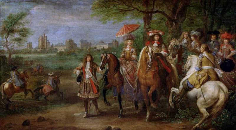 Людовик XIV и Мария-Тереза Австрийская на фоне замка Шато-де-Венсан вдали. Адам Франс ван дер Мейлен