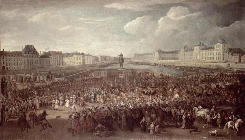 The Procession of Louis XIV (1638-1715) across the Pont Neuf. Adam Frans Van der Meulen