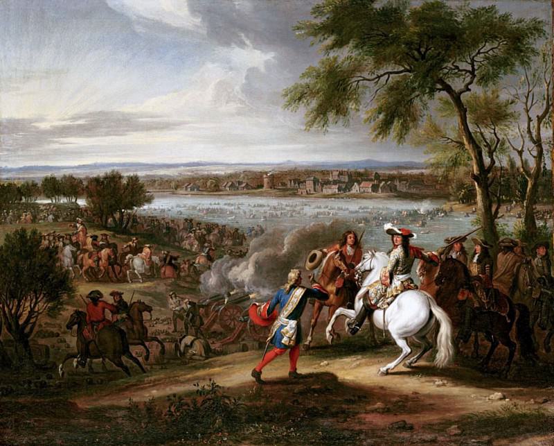 King Louis XIV of France Crossing the Rhine 12th June 1672. Adam Frans Van der Meulen