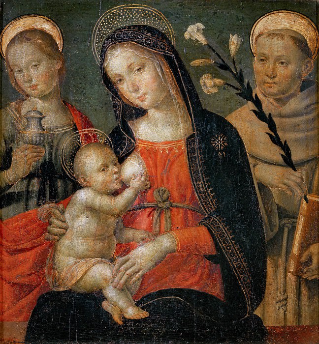 Madonna and Child with Saints Mary Magdalene and Anthony of Padua. Lo Spagna (Giovanni di Pietro)