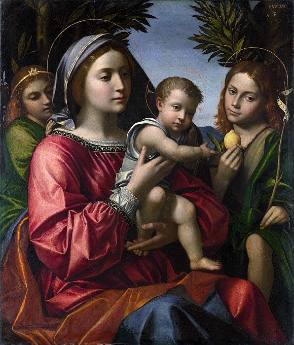 The Virgin and Child, Saint John the Baptist and an Angel. Паоло Морандо (Богоматерь с младенцем, святой Иоанн Креститель и ангел)