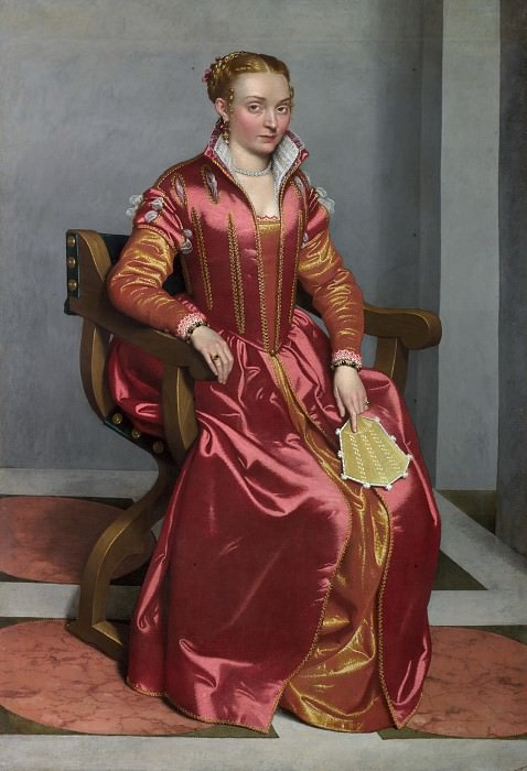 Портрет дамы, возможно, графини Лючии Альбани Авогадро («Дама в розовом»). Джованни Баттиста Морони