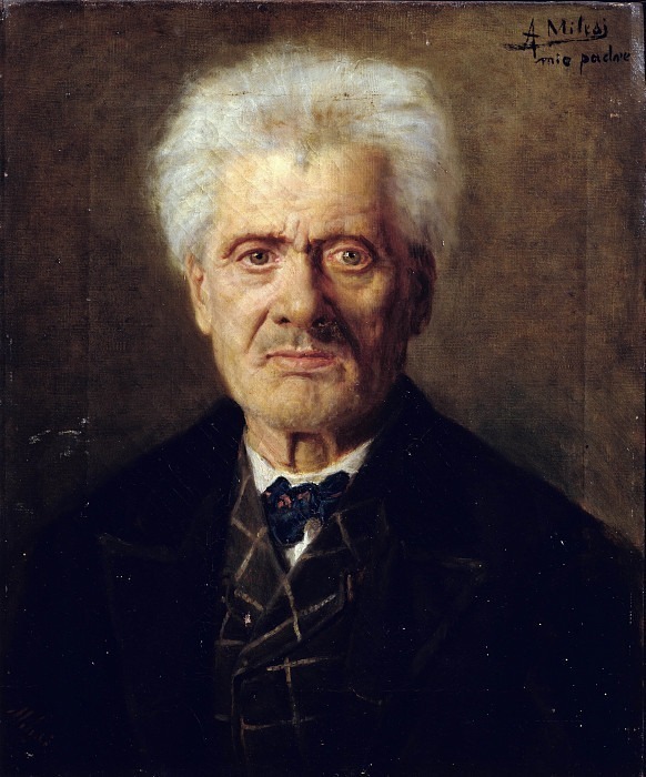 Portrait of the elderly father. Alessandro Milesi