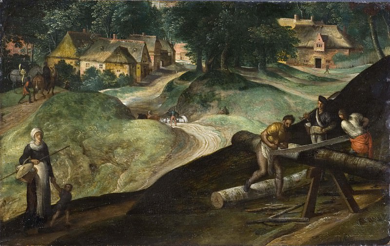 Landscape with Men Sawing Timber. Gillis Mostraert