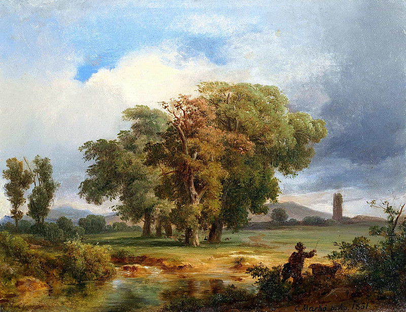 Motif of the Cascina in Pisa. Károly Markó