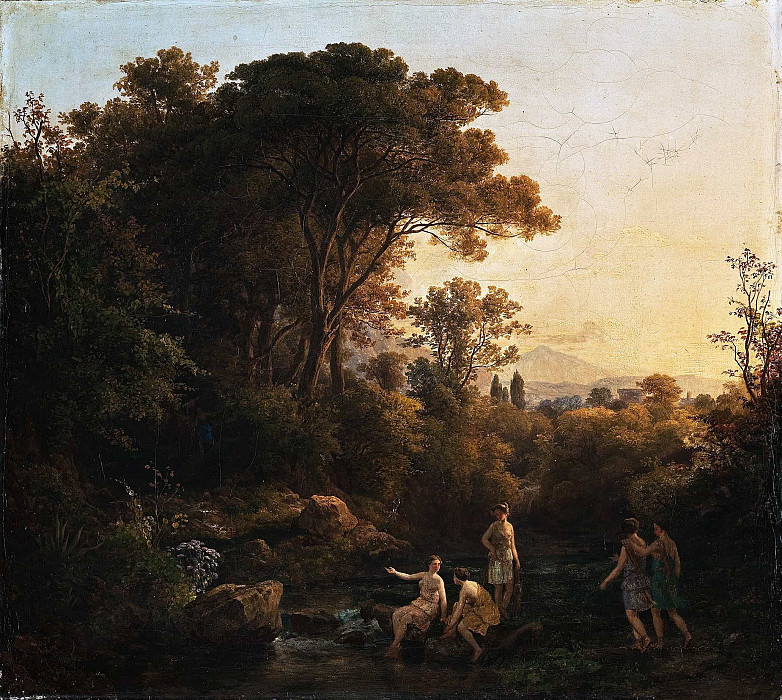 Landscape With Nymphs Bathing. Károly Markó