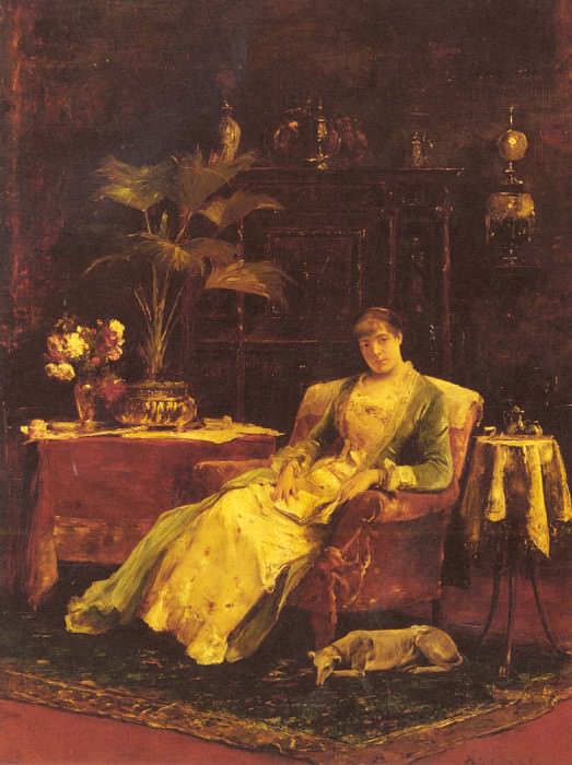 A Lady Seated In An Elegant Interior. Michel (Mihaly) Lieb Munkacsy