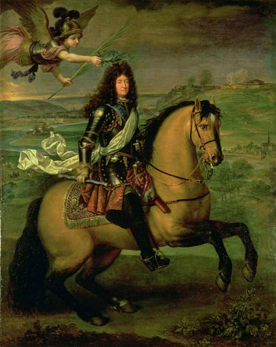 Конный портрет Людовика XIV (1638-1715) Увенчаный Победой. Пьер Миньяр