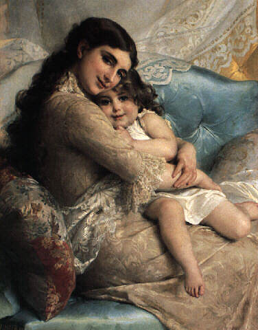 Портрет матери с дочкой. Эмиль Мунье