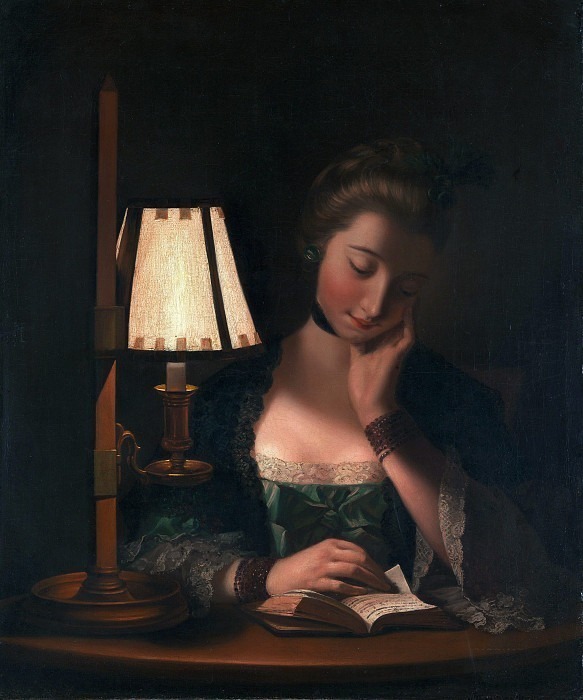 Woman Reading by a Paper-Bell Shade. Henry Robert Morland