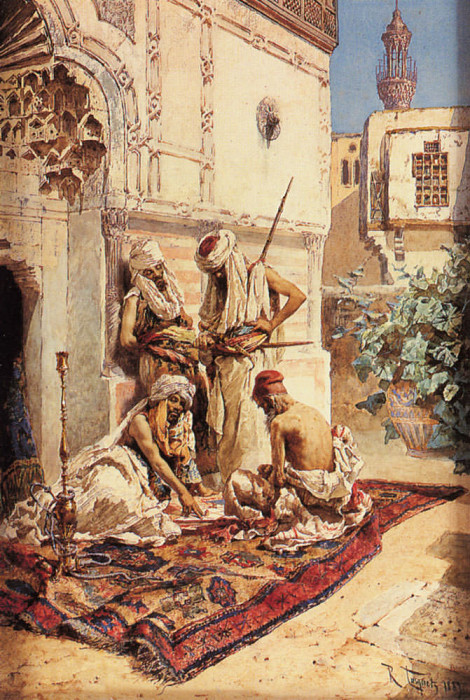 Four Arabs Playing A Game Of Chance. Ramon Tusquets y Maignon