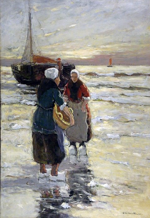 Fisherwomen near a ship. Gergard Munthe