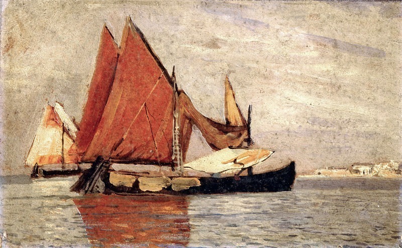 View of the sea of Chioggia with paranze. Carlo Mancini