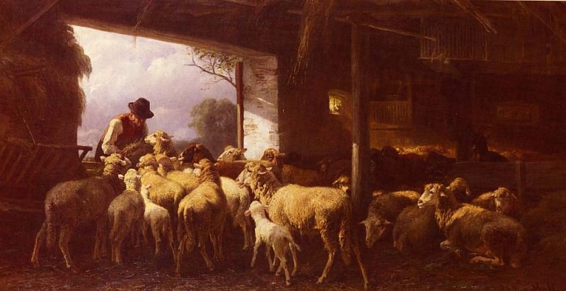 Mali Christian Friedrich Feeding The Sheep. Кристиан Фридрих Мали