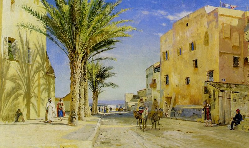 Street in Algiers 1889 Oil on Canvas huge. Peder Mork Monsted