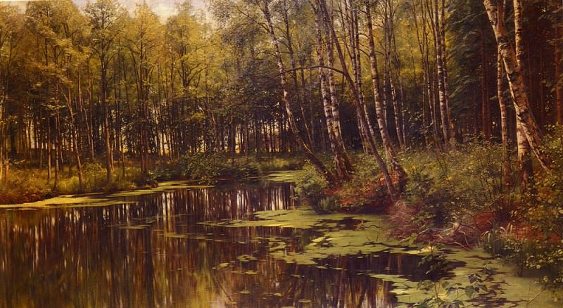 A Woodland Pond SnD 1901 O C 104.8 by 177.8cm. Peder Mork Monsted
