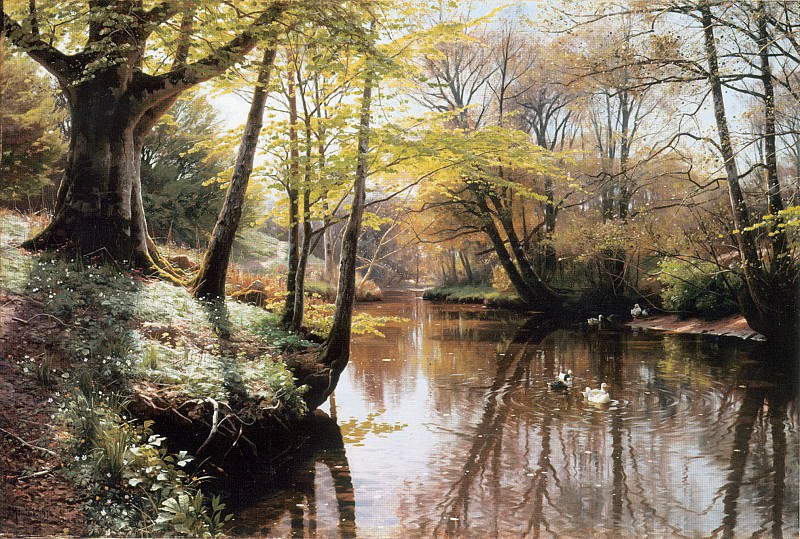 Река весной - пейзаж. Петер Мёрк Мёнстед