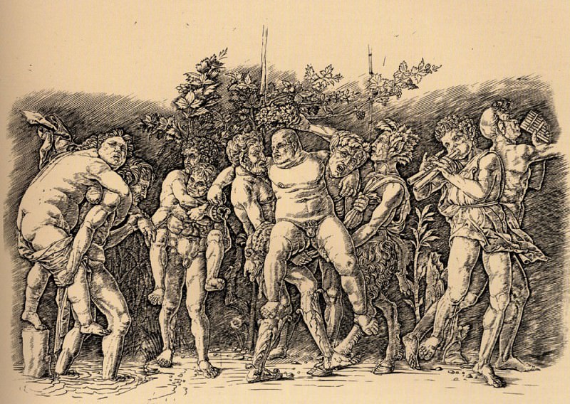 Bacchanal with Silenus. Andrea Mantegna