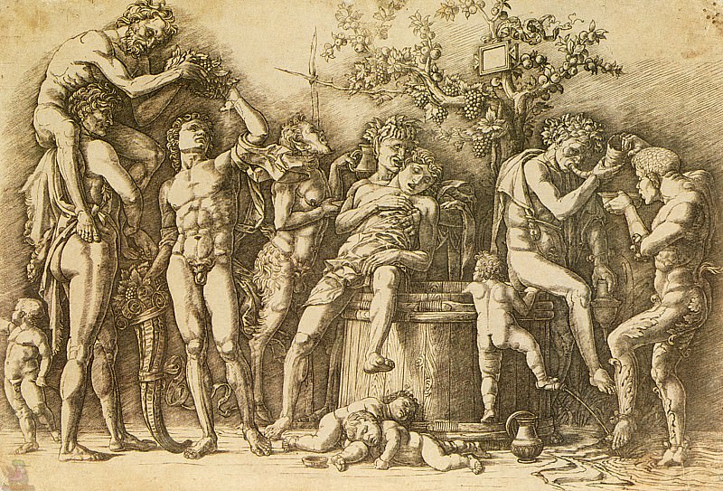 Вакханалия и винная бочка (1470). Андреа Мантенья