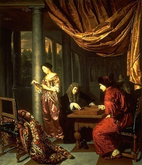 Interior with Figures Playing Tric trac. Frans Van Mieris