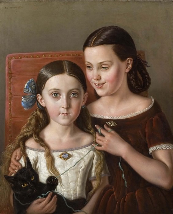 Sigrid and Anna Mazér, Nieces of the Artist, Carl Peter Mazer