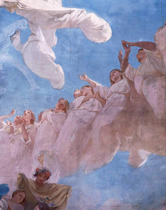 The Assumption, fresco by Domenico Morelli, ceiling of the Royal Chapel of Assunta, Royal Palace of Naples. Domenico Morelli