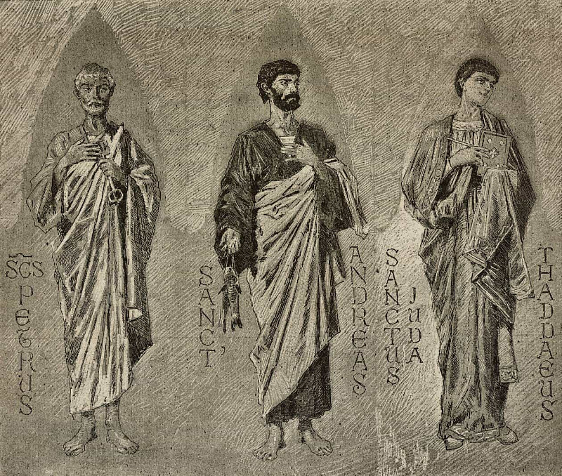 Saints Peter, Andrew and Jude the Apostle, cartoons for mosaic in Amalfi cathedral. Domenico Morelli