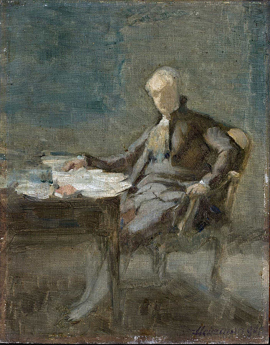 Portrait of a man in the 18th-century costume. Domenico Morelli