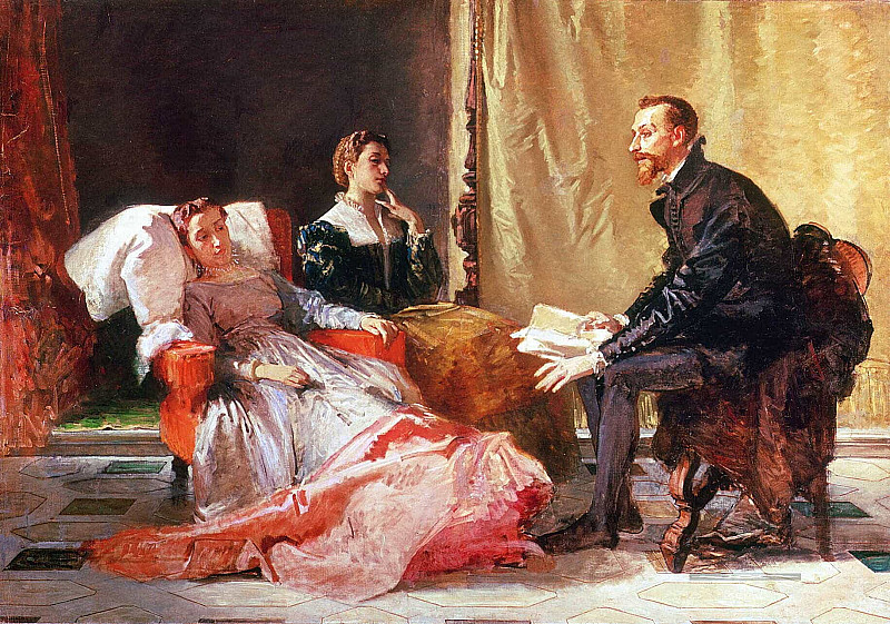 Torquato Tasso reads Jerusalem delivered to Eleonora d’Este. Domenico Morelli