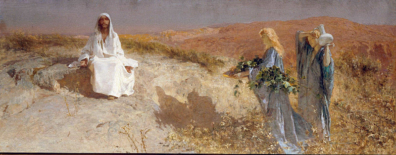 Christ In The Desert Attended By Angels. Domenico Morelli