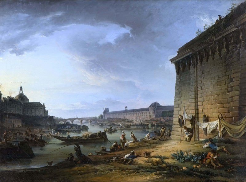 View of Paris from the Embankment beneath the Pont Neuf, Elias Martin