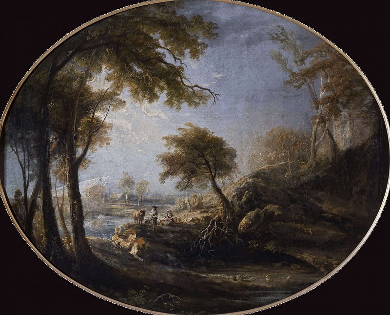 Landscape with Rustics and Cattle. Elias Martin