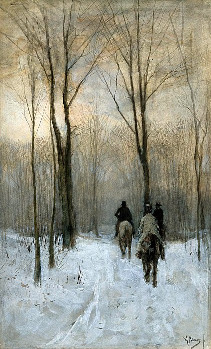 Horsemen in the snow. Anton Mauve