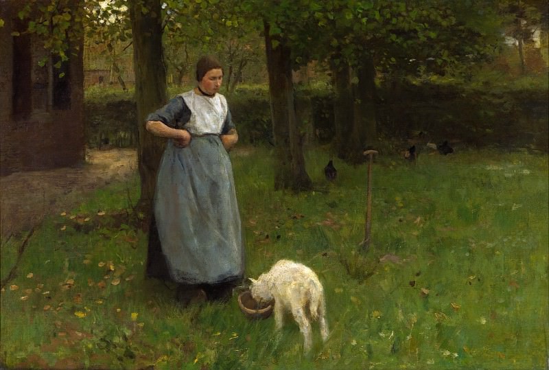 Woman from Laren with lamb. Anton Mauve