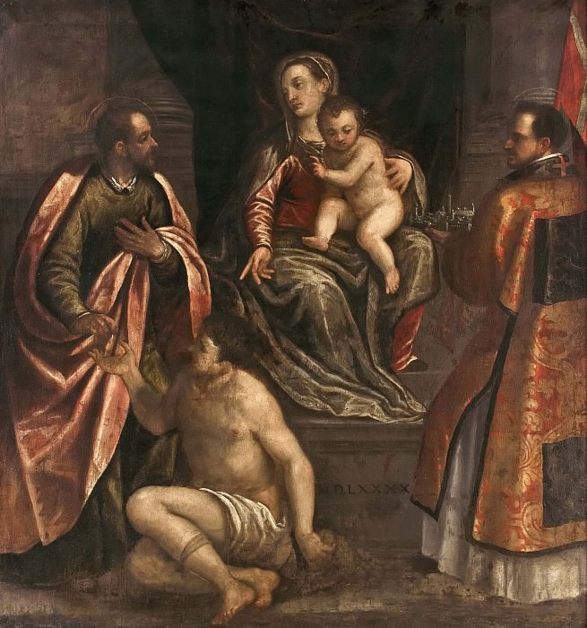 Богоматерь с младенцем со св. Мартином и св. Петрониусом [Приписывается], Алессандро Маганза