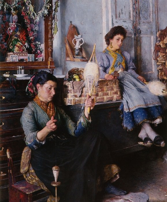 Venetian Women Spinning Wool. Marius Michel