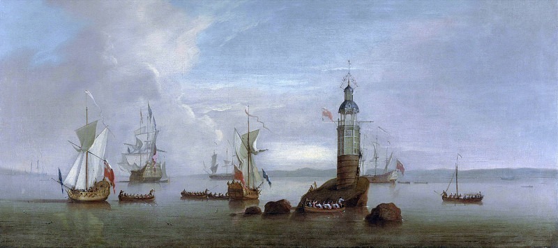 Открытие первого маяка Эддистон в 1698 году. Питер Монами