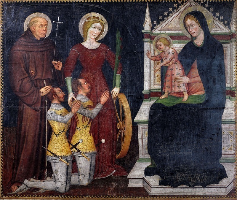Мадонна с младенцем на троне со святыми и преданными. Мастер Сан-Николо Селестини