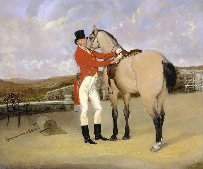 James Taylor Wray of the Bedale Hunt with his Dun Hunter. Anson Ambrose Martin