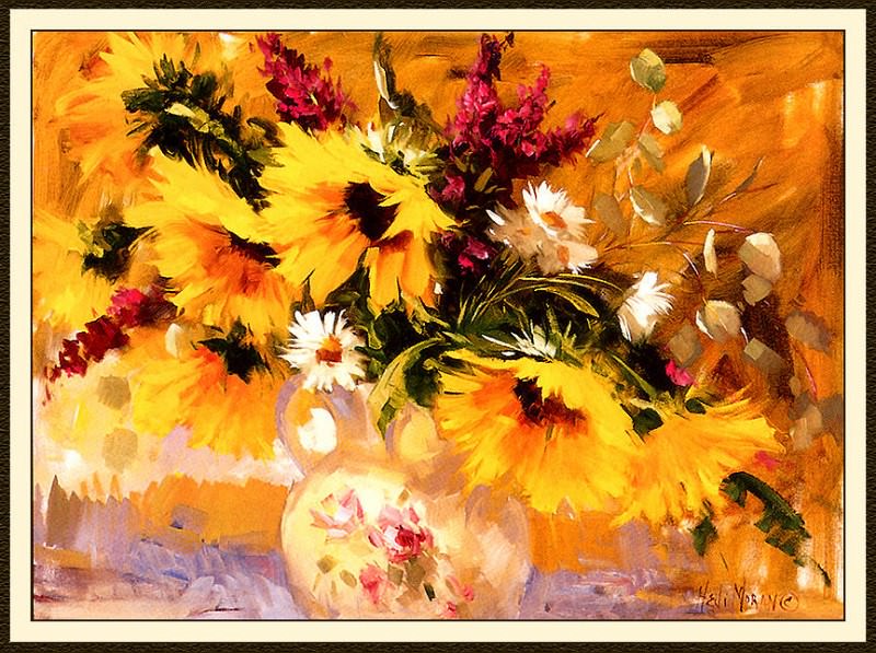Sunflowers And Lupine. Hedi Moran
