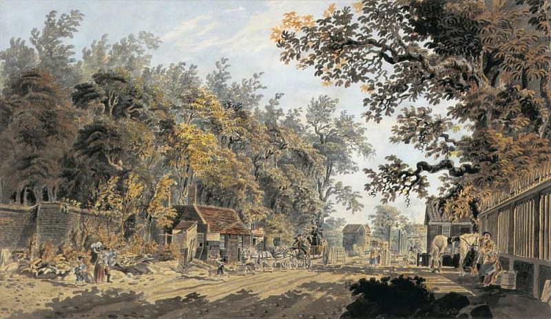 Coach and Four arriving at a Toll Gate, London, James Miller
