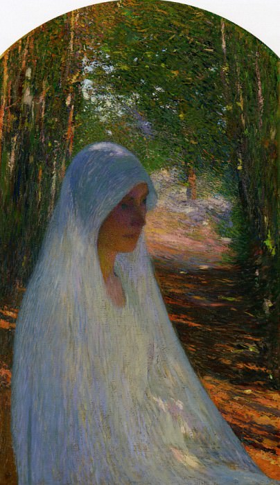 Young Woman Veiled in White in a Forest 1895 1900. Henri-Jean-Guillaume Martin