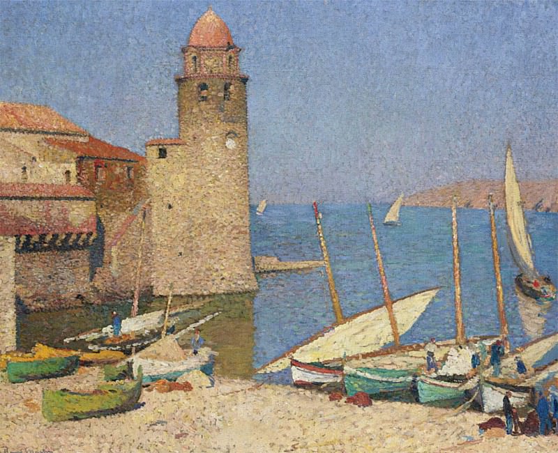 Ships at Port Collioure. Henri-Jean-Guillaume Martin