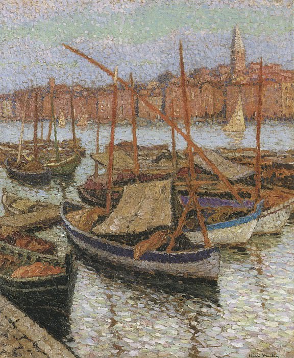 Sailboats in the Port. Henri-Jean-Guillaume Martin