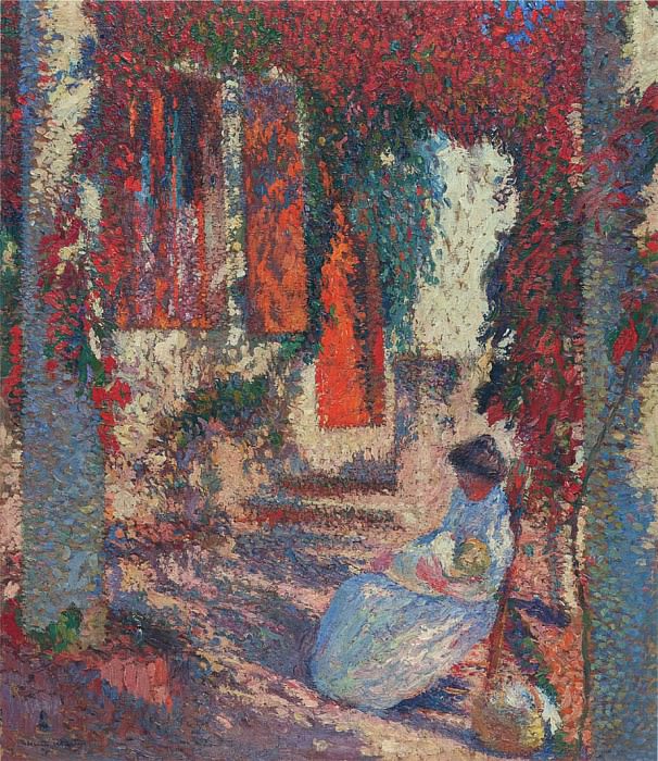 Mother and Child in the Garden. Henri-Jean-Guillaume Martin