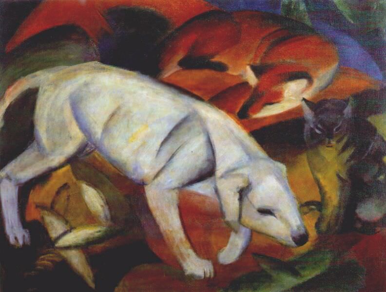 Трое животных (собака, лисица, кошка) (1912). Франц Марк