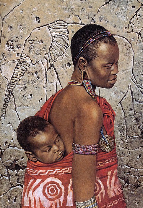 Женщина племени масаи с ребенком. Билл Муни